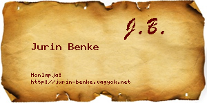 Jurin Benke névjegykártya